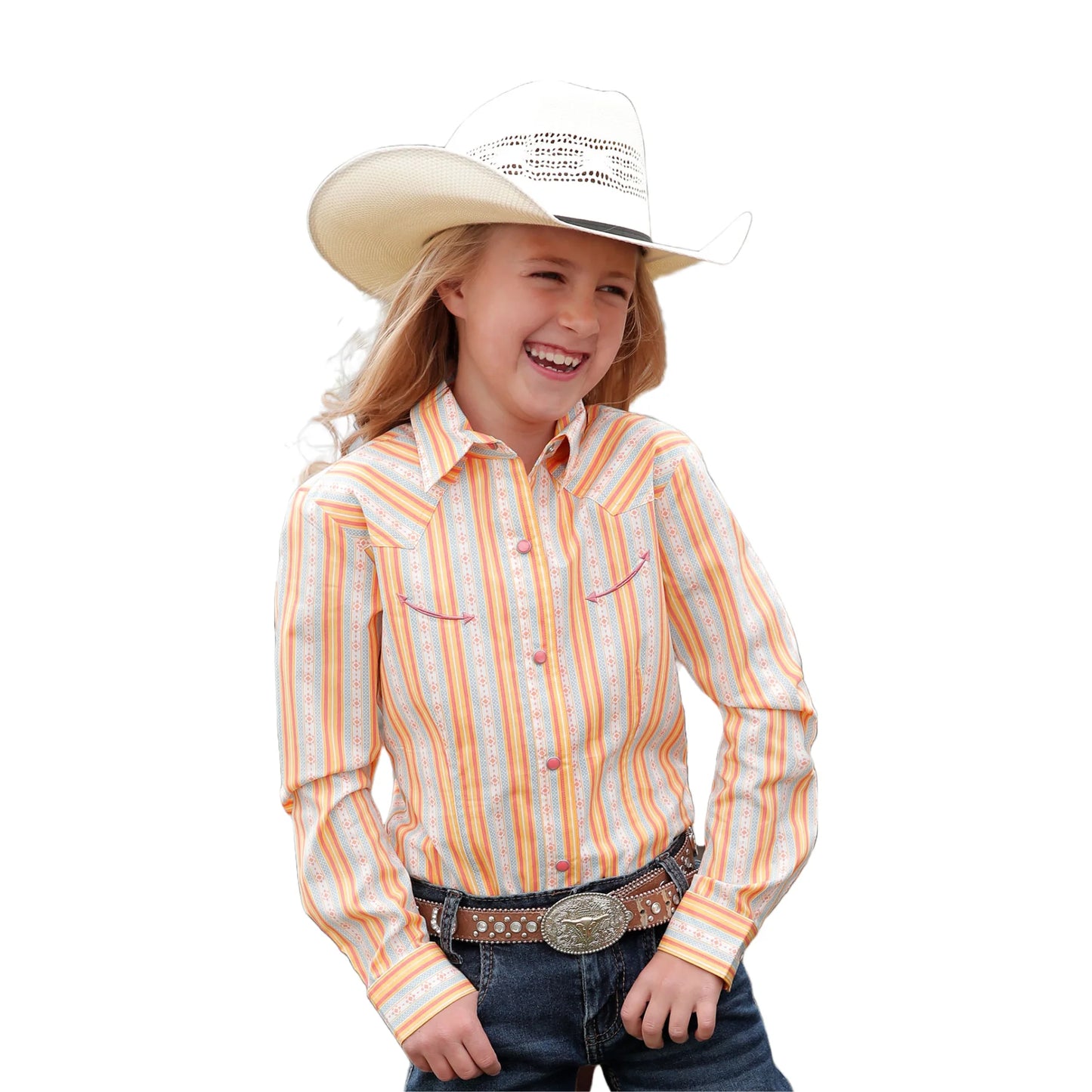 Cinch Youth Girl's Multicolor Print Button Down Shirt CTW3370015