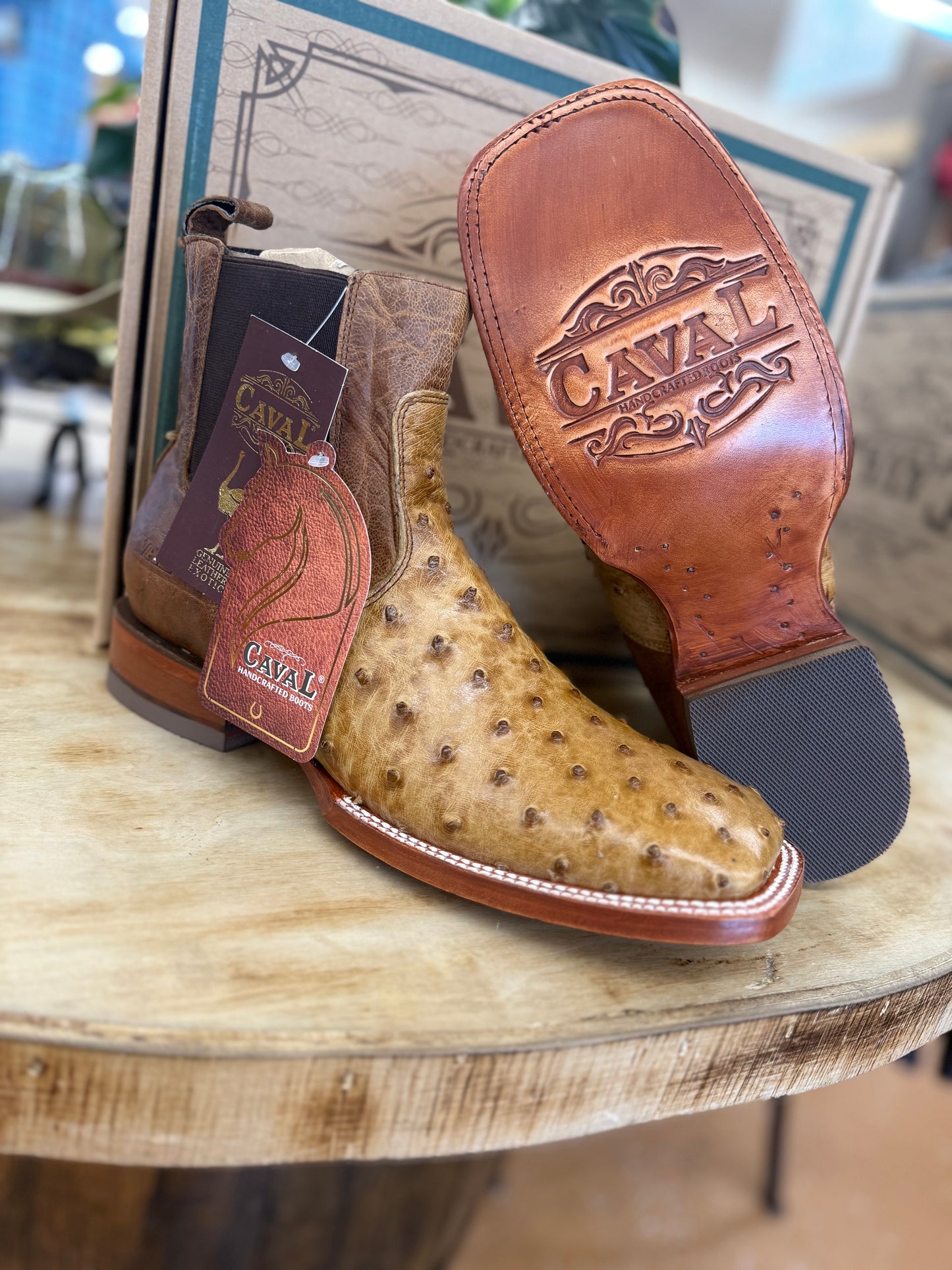 Caval Men’s Original Honey Ostrich Botin 1010MIEL