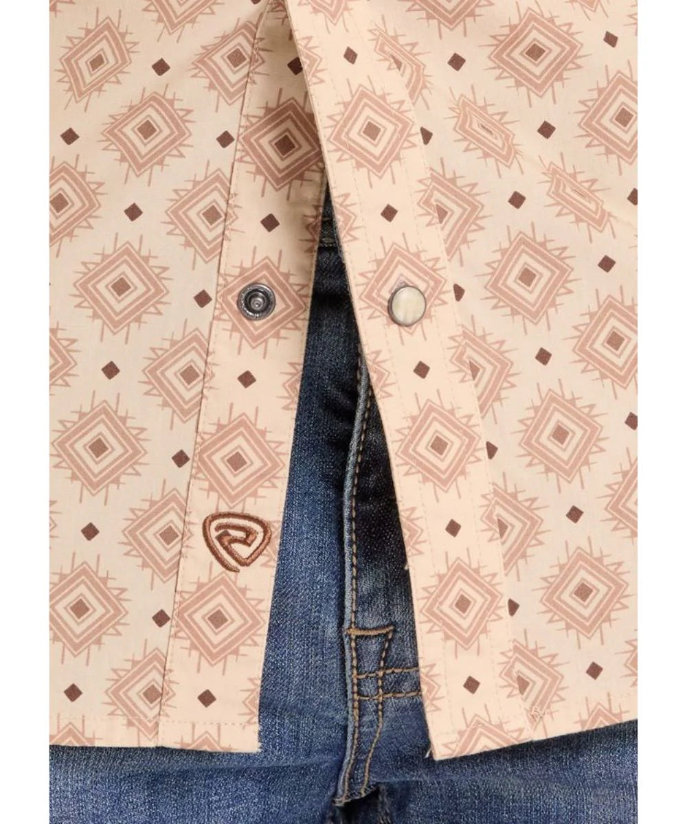Rock&Roll Men’s Brown Aztec Short Sleeve Shirt BMN3S08667