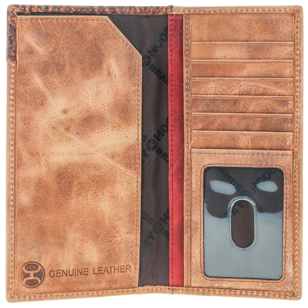 Hooey Whip Smooth Tan W/Tri Color Woven Leather Rodeo wallet