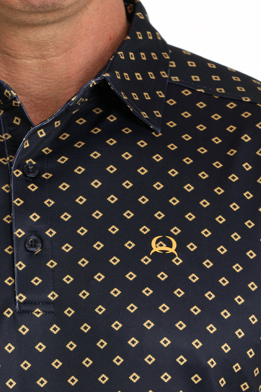 Cinch Men’s Navy Yellow Print Polo MTK1865045