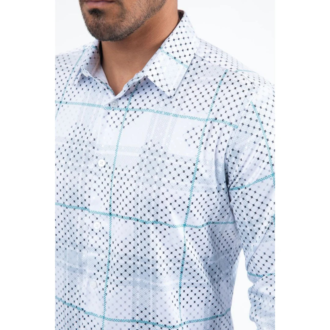 Platini Mens Modern Fit Stretch Foil Fashion Ls Shirt FPL11495