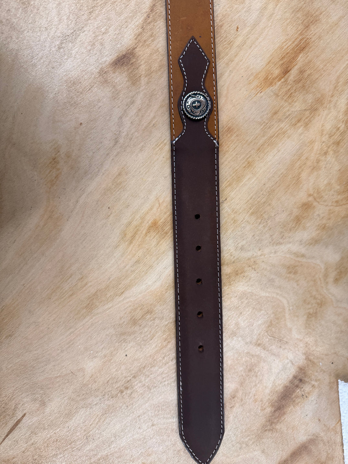 EHWW Men’s Two Tones Brown Cross Concho Leather Belt