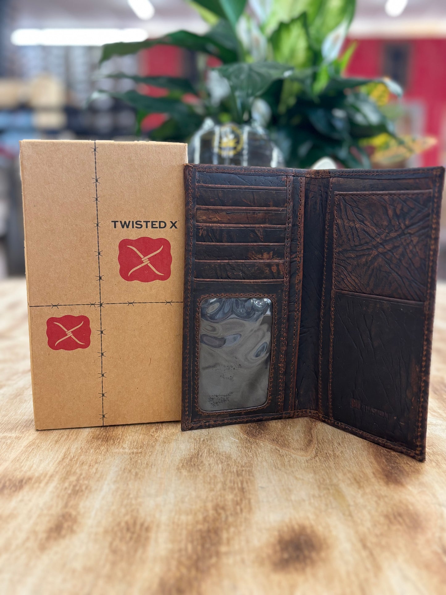 Twisted X Tan Distressed Checkbook Wallet