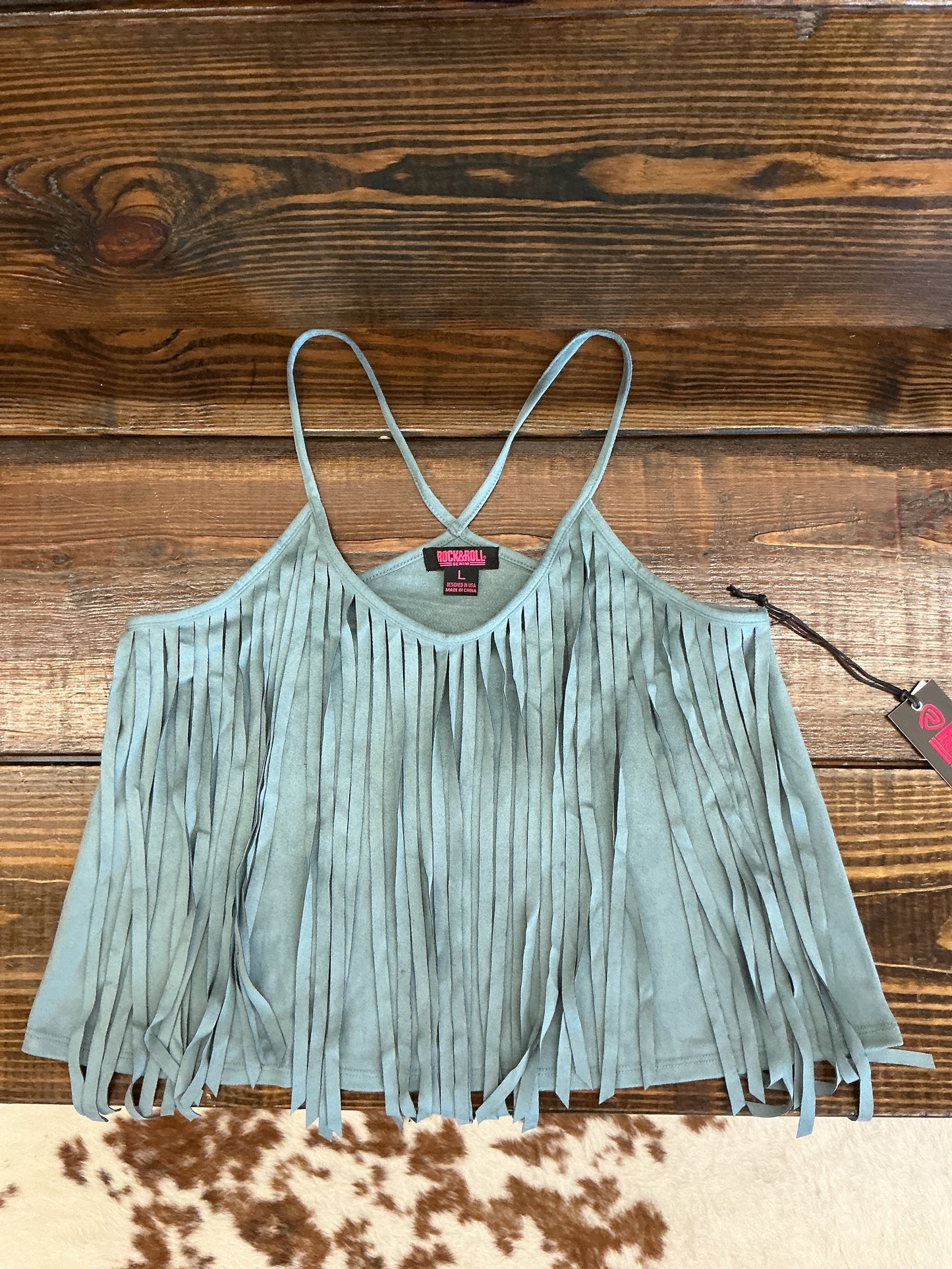 Rock&Roll Women’s Microsuede Tank With Fringe BW20T08095