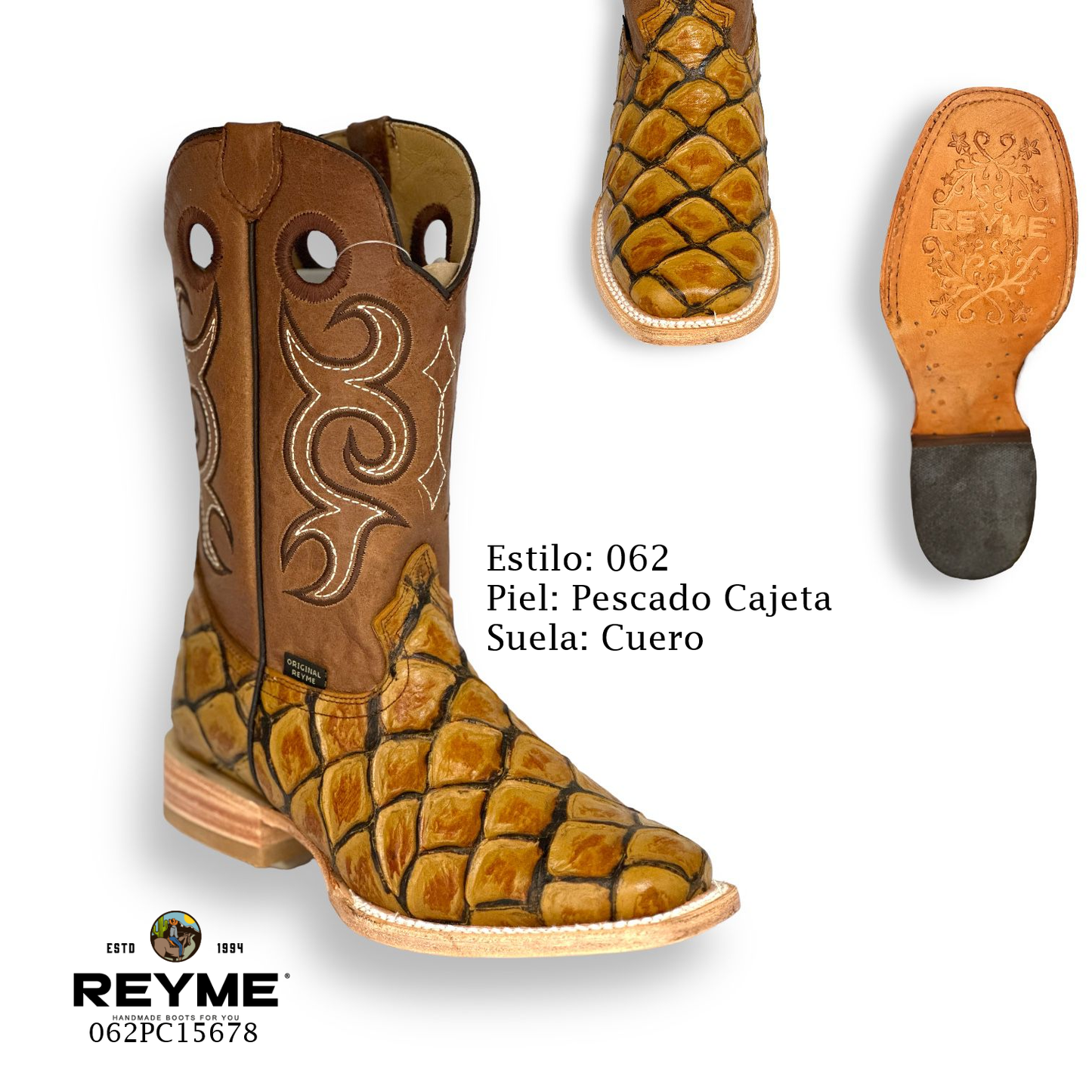 Reyme Boots-062-H Pescado Cajeta Cuero
