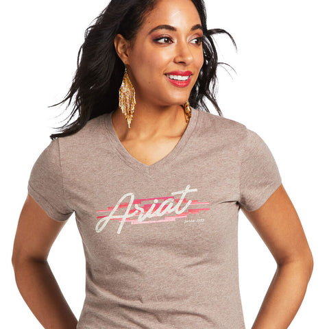 ARIAT WOMEN'S LOGO SCRIPT IRON HEATHER T-SHIRT