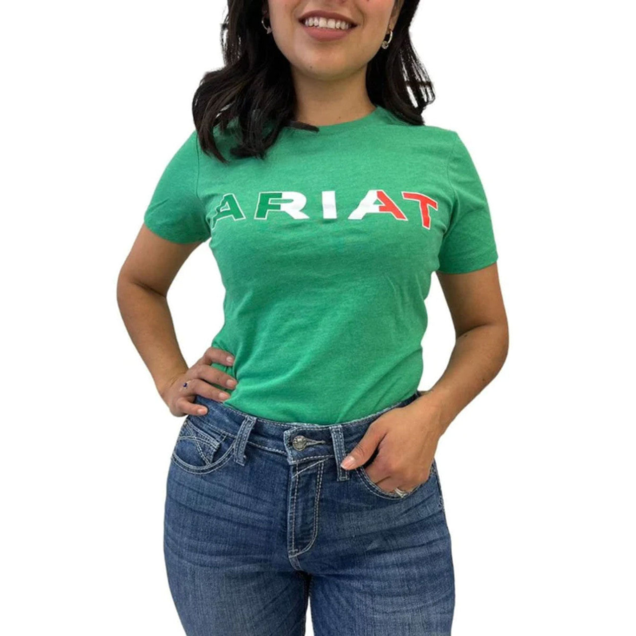 Ariat Ladies Viva Mexican Flag Graphic Green T-Shirt