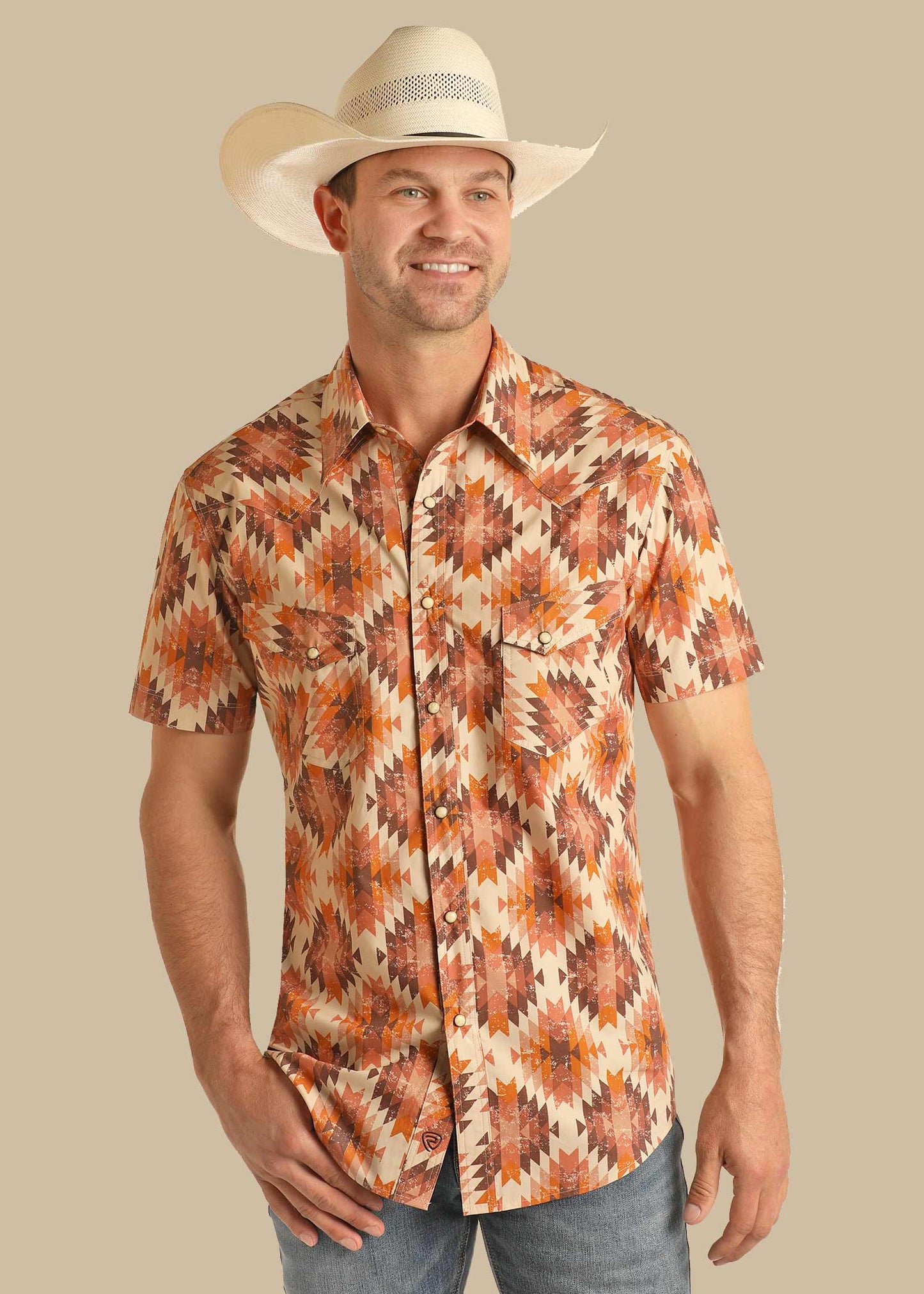 PANHANDLE SLIM MEN'S BROWN AZTEC WESTERN SNAP SHIRT