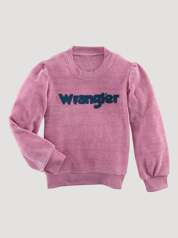 WRANGLER GIRLS CORDUROY PUFF SWEATER PURPLE