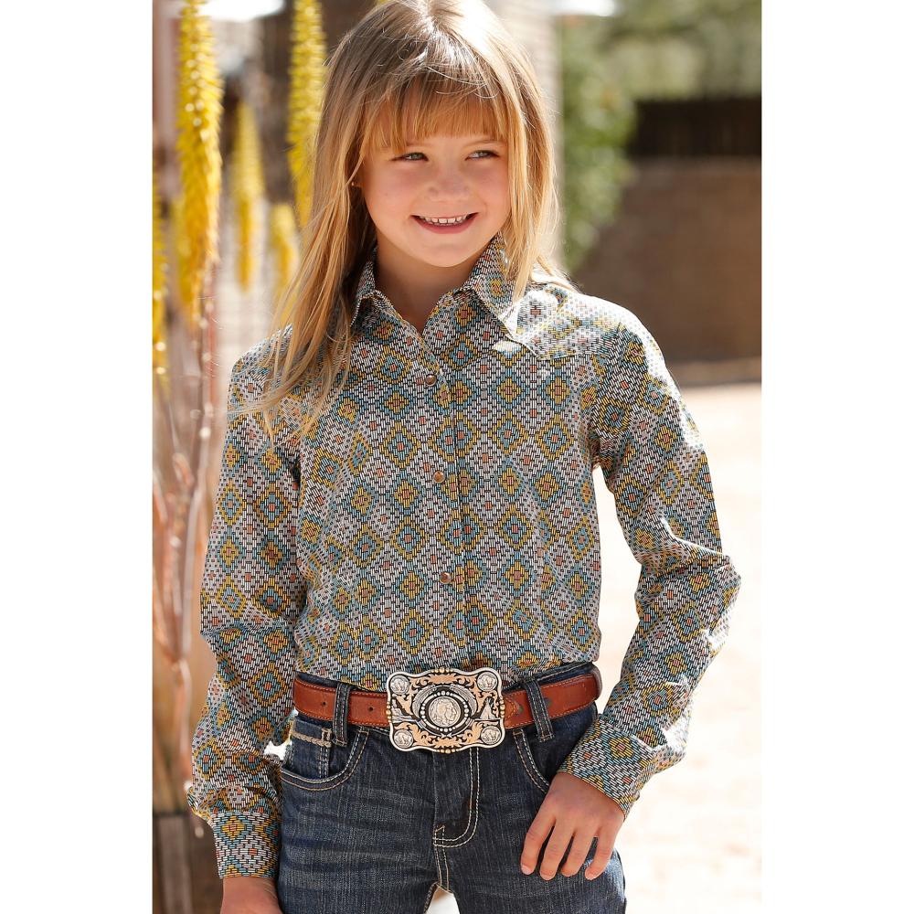 Cruel Girl's Geometric Print Western Shirt