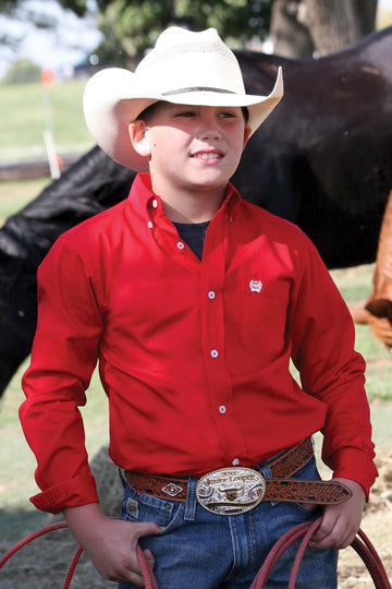 Boys Cinch LS Shirt Red
