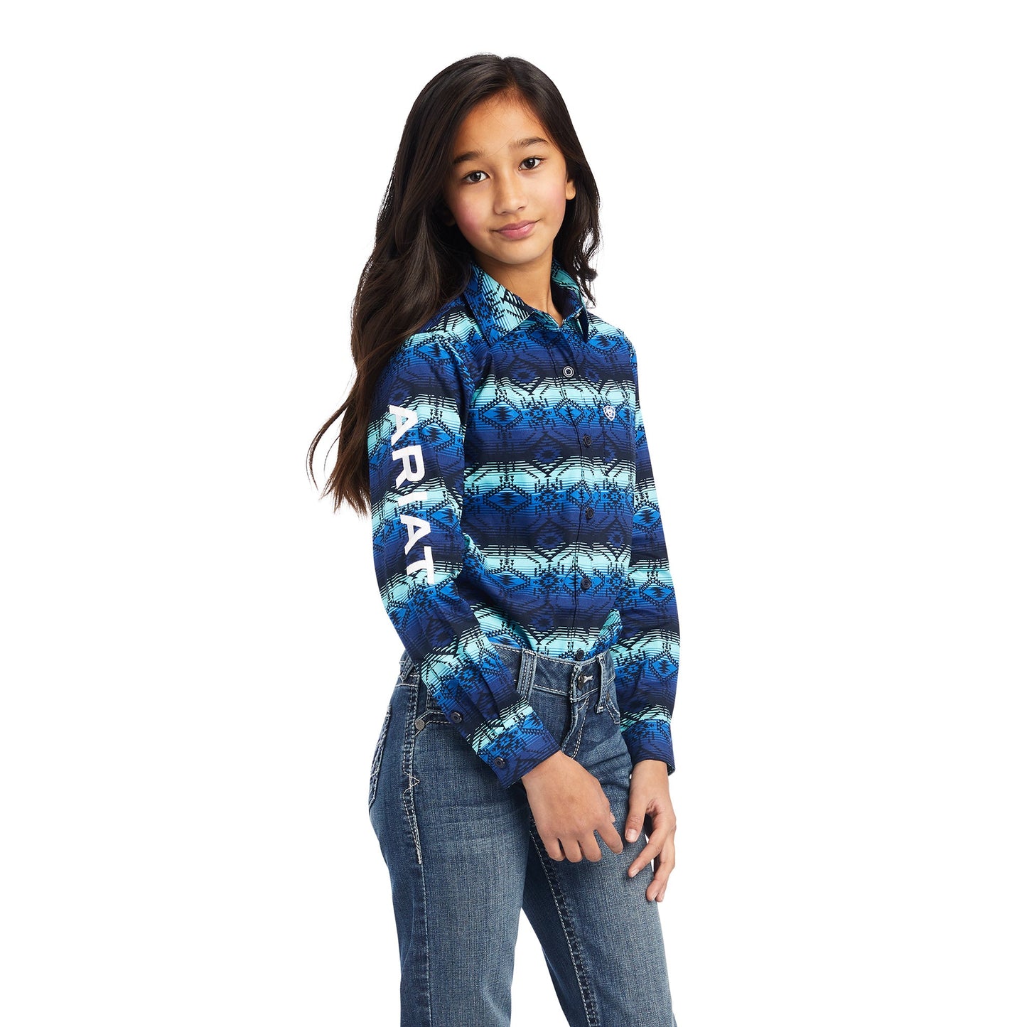 Ariat Youth Girl's Team Kirby Maison Print Button Down Shirt