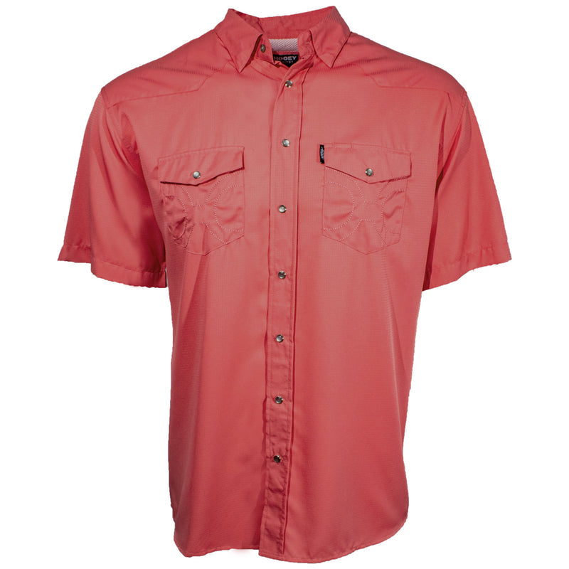 "SOL" TEA ROSE SHORT SLEEVE PEARL SNAP SHIRT
