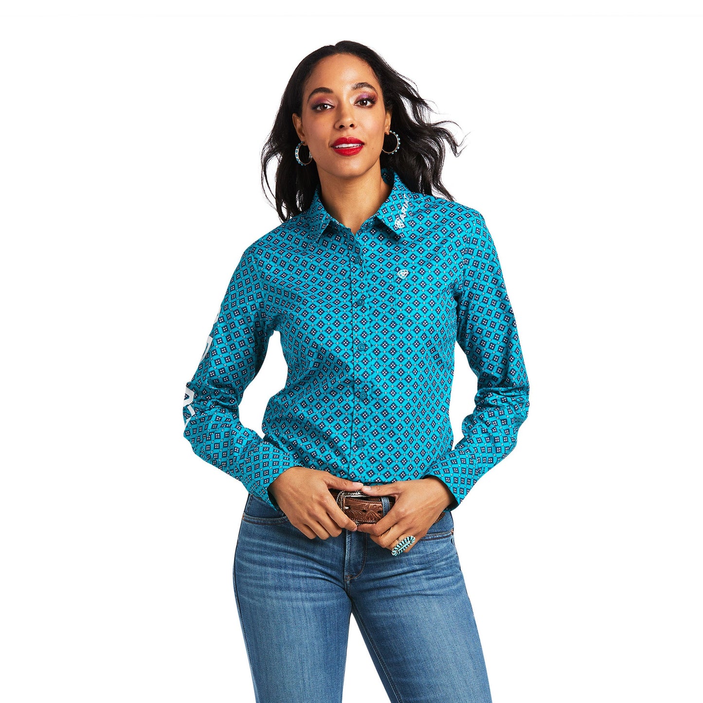 Ariat Ladies Team Kirby Ariel Geo Print Button Down Shirt