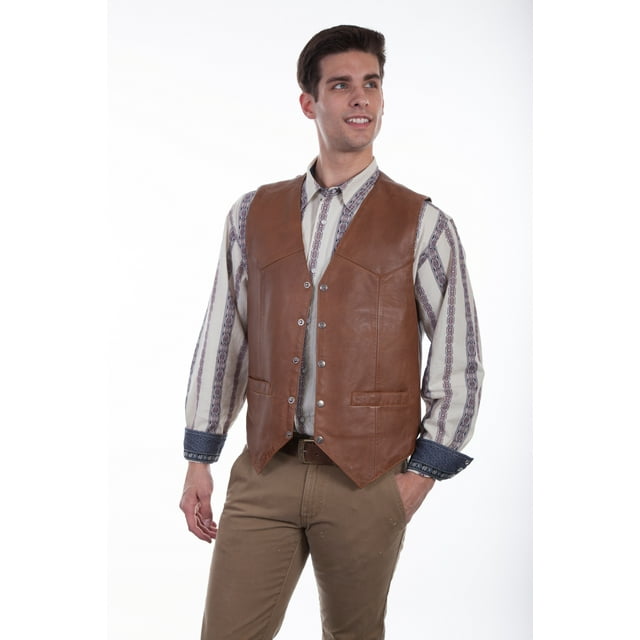 Scully Saddle Tan Snap Front Vest