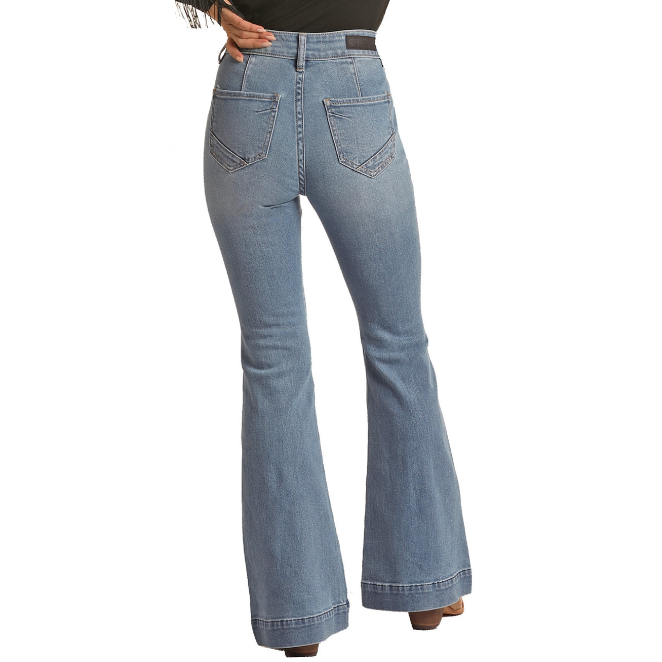 Rock & Roll Denim High Rise Stretch Dart & Button Light Wash Jeans