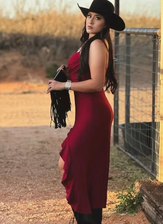Lucky & Blessed Burgundy Dress DR703-BRG