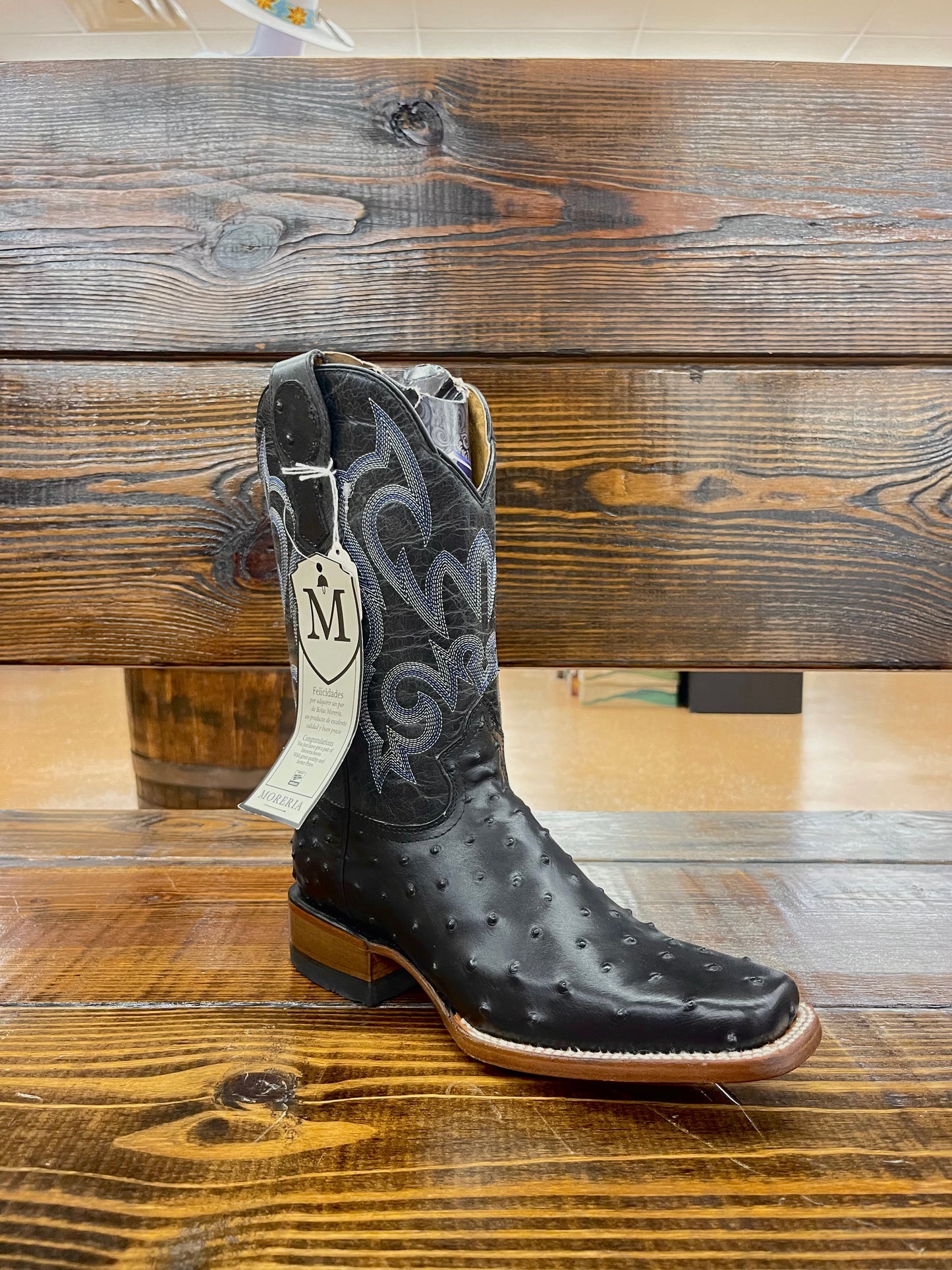 Moreria Men’s Boots Grabado Avestruz Negro
