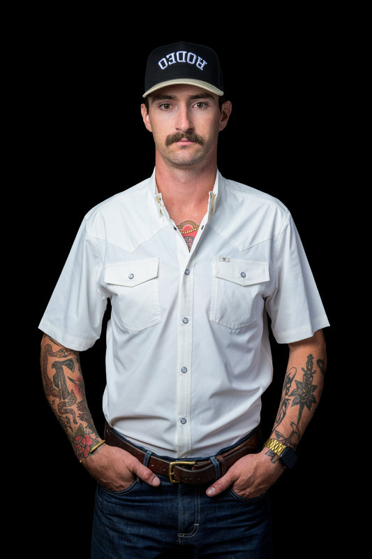 Ferrell Men's White Short Sleeve Snap Shirt