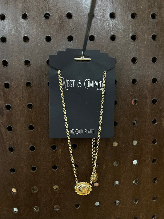 West & Co Plated Dainty Concho Necklace