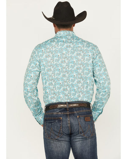 Rock & Roll Men’s Pearl Snap Bright Turquoise