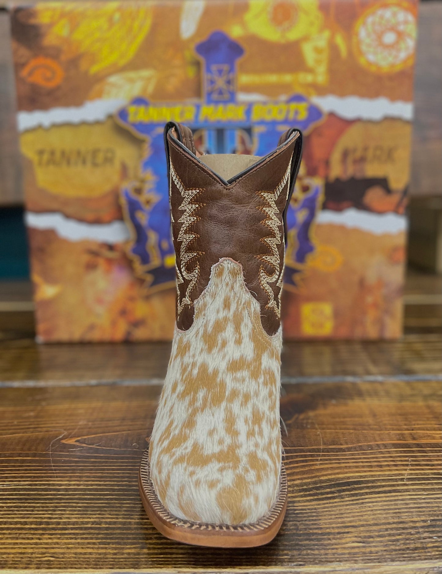 Tanner Mark Women’s Cowhide Brown and White Shorty Boots