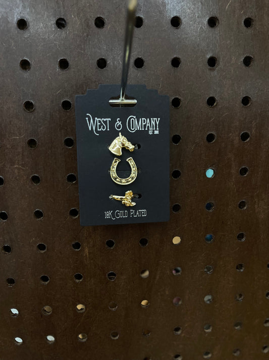 West & Co Gold Plated Adjustable Stack of Rings