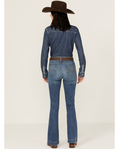 Kimes Ranch Women’s (Jennifer) Mid-Wash High Rise Stretch Trouser Jeans