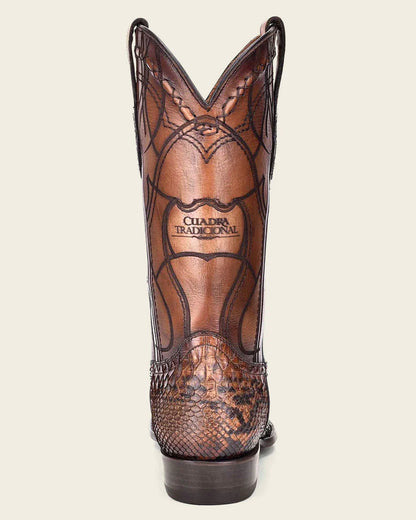 Cuadra Men's Engraved Python Honey Brown Western Boots CU401