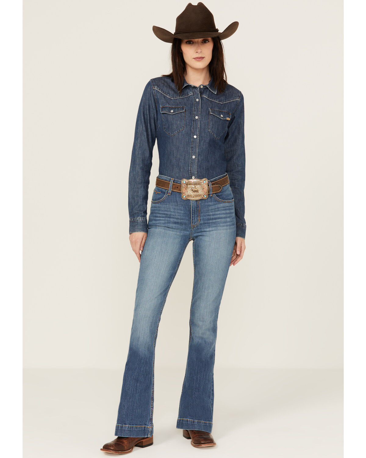 Kimes Ranch Women’s (Jennifer) Mid-Wash High Rise Stretch Trouser Jeans