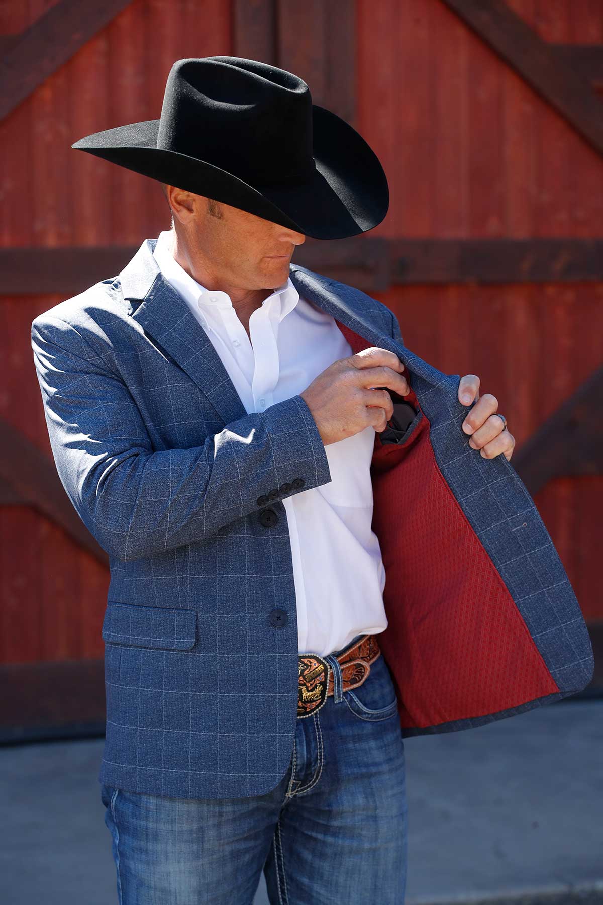 Cinch  Men’s Sport Coat Navy With Thin White Plaid
