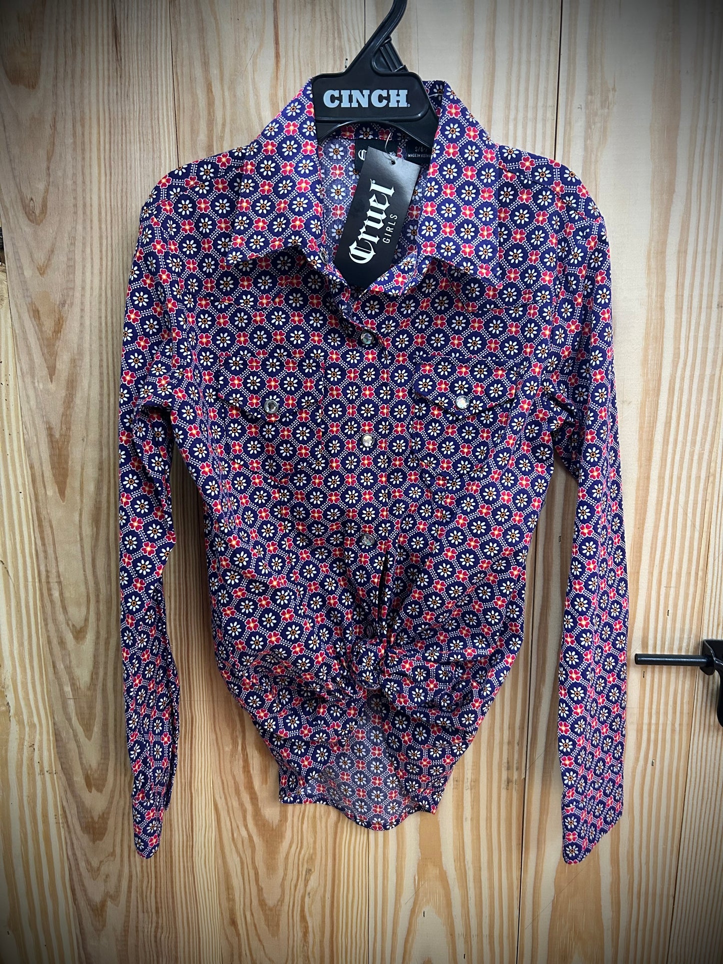 Cruel Cowgirls Purple Snap Button Up Floral Shirt