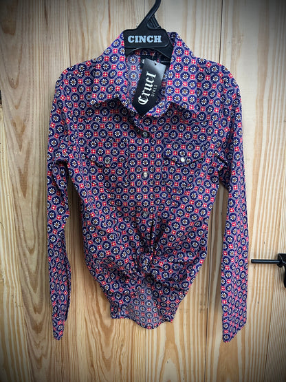 Cruel Cowgirls Purple Snap Button Up Floral Shirt
