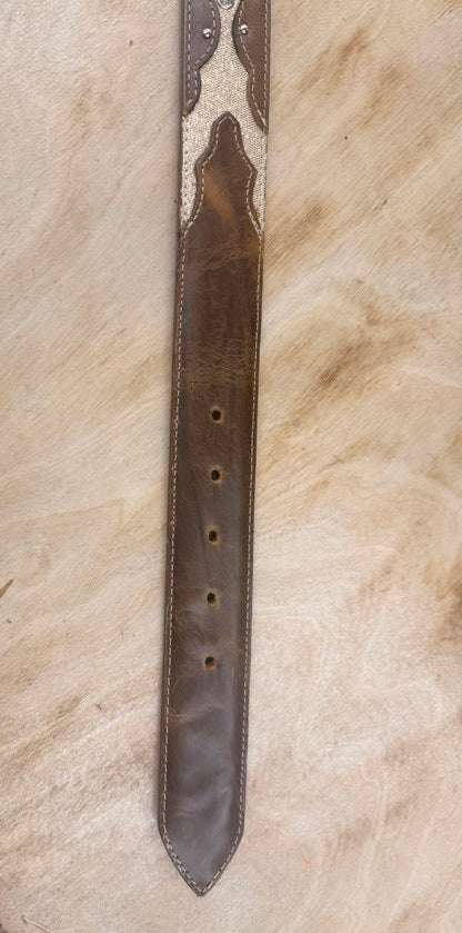 EHWW Women’s Brown/Gold and Rhinestone Leather Belt