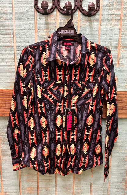 ROCK&ROLL WOMENS PEACH SHARED CORE SNAP SHIRT