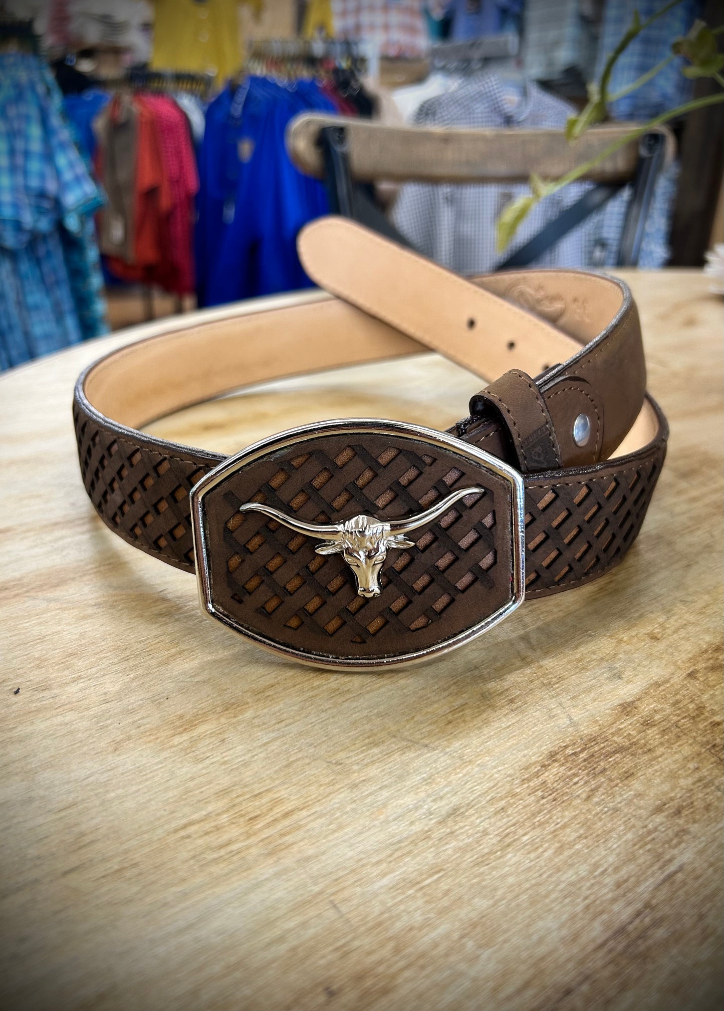 Los Angeles Mens Petatillo Brown Cowboy Belt