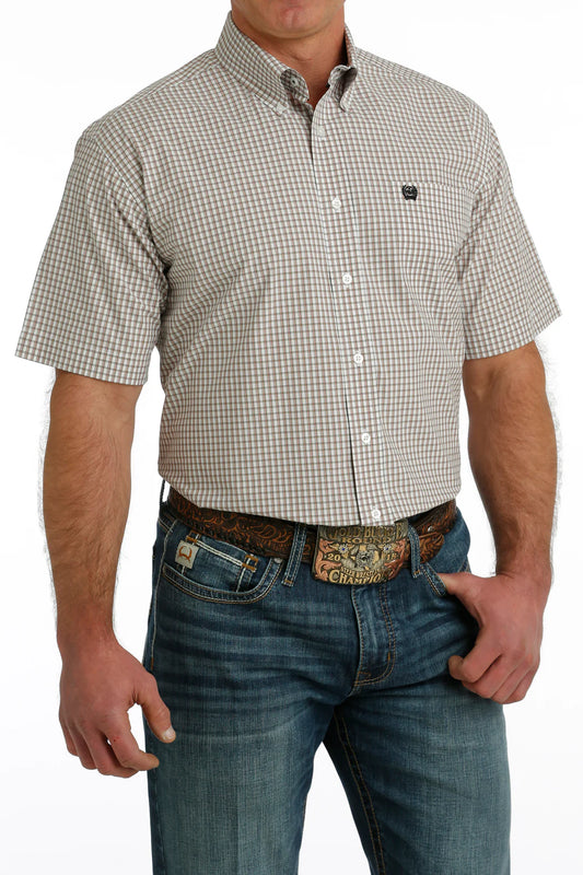 Cinch Men’s Tan Plaid SS Shirt