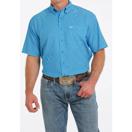 Cinch Men’s ArenaFlex Dotted Blue SS Shirt