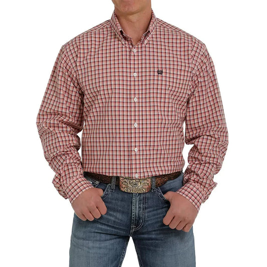 Cinch Men’s Plaid LS Pink