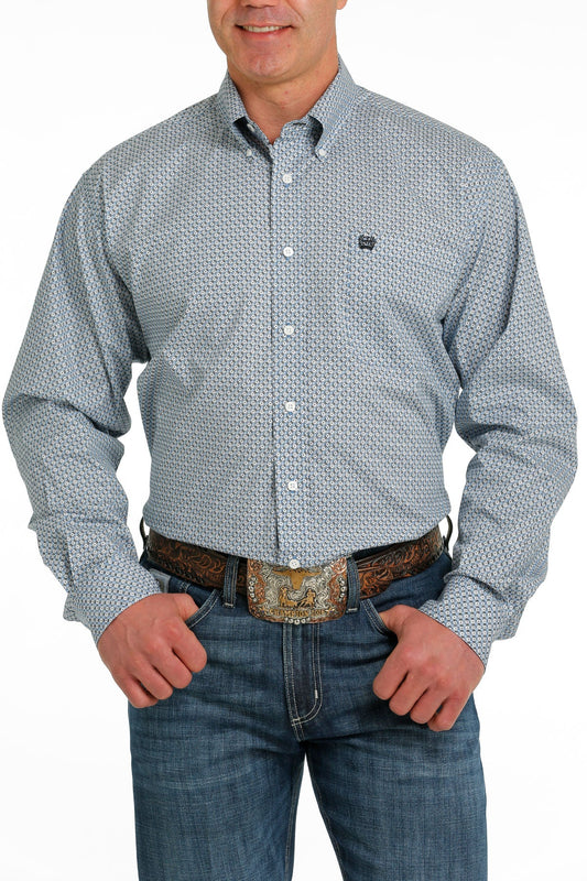 Cinch Men’s GeoPrint LS Blue