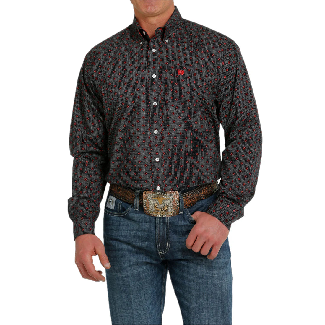 Cinch Men’s GeoPrint LS Shirt Black
