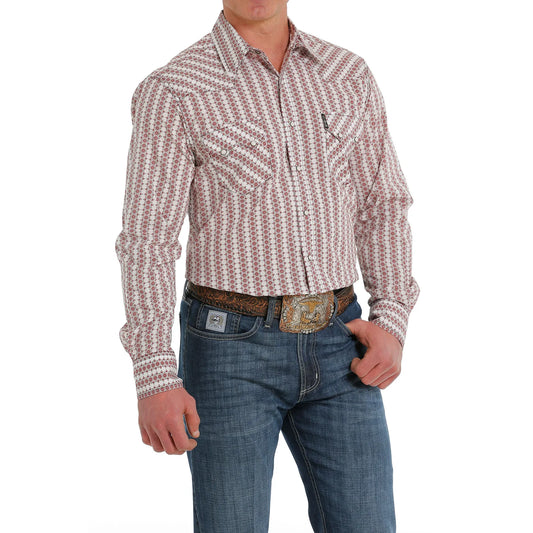Cinch Men’s LS GeoPrint Red/White
