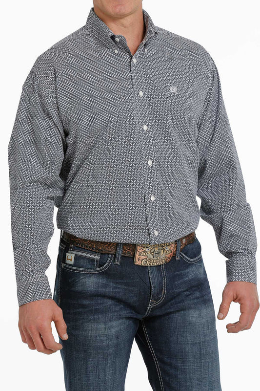 Cinch Men’s GeoPrint LS Navy/White