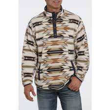 Cinch Men’s Cream Aztec Fleece Pullover