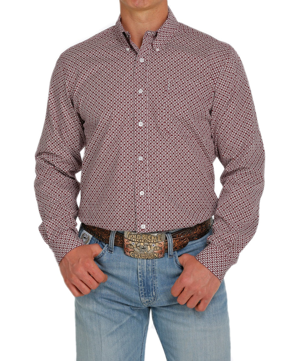 Cinch Men’s LS Shirt Burgundy