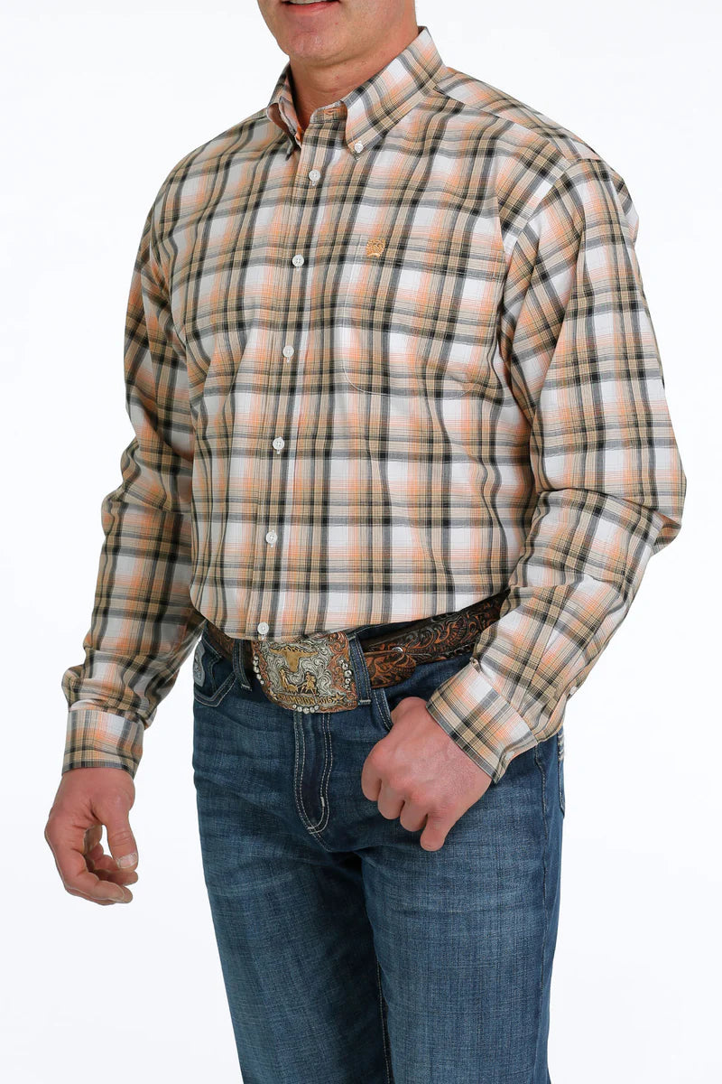 Cinch Men’s Plaid LS White