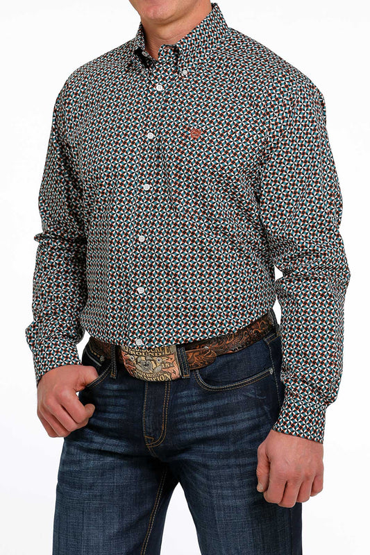 Cinch Men’s Multi-Color Geo Print Long Sleeve Button Front Western Shirt