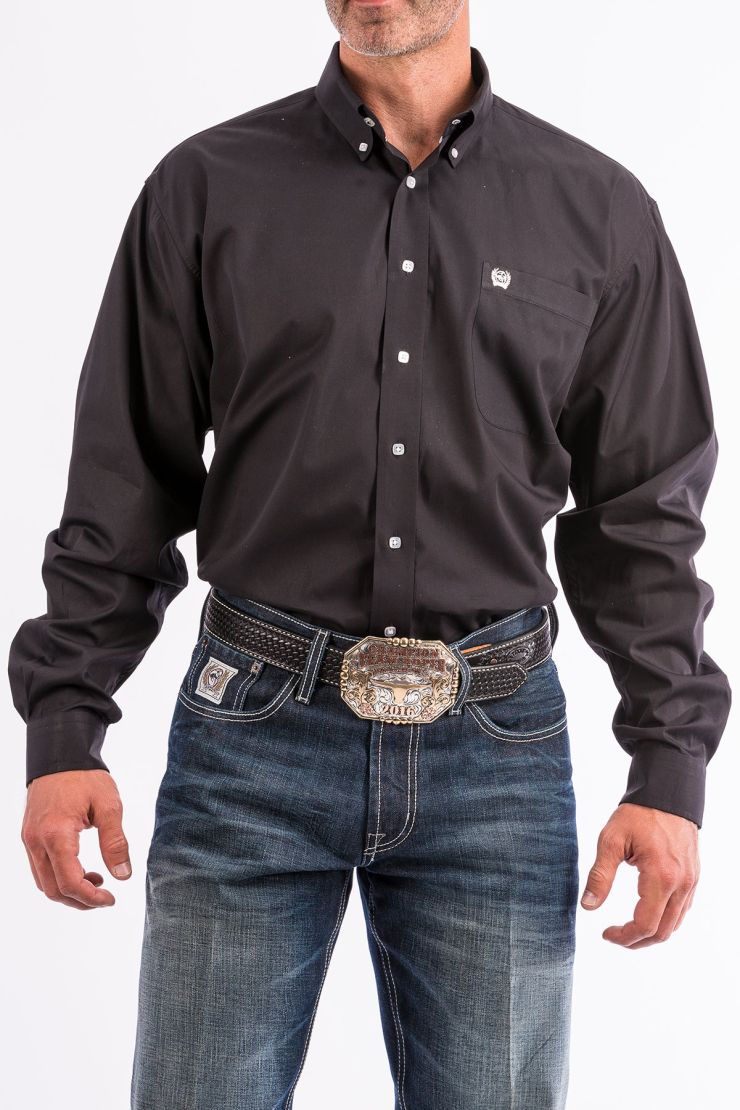Cinch Men’s Long Sleeve Solid Black Shirt
