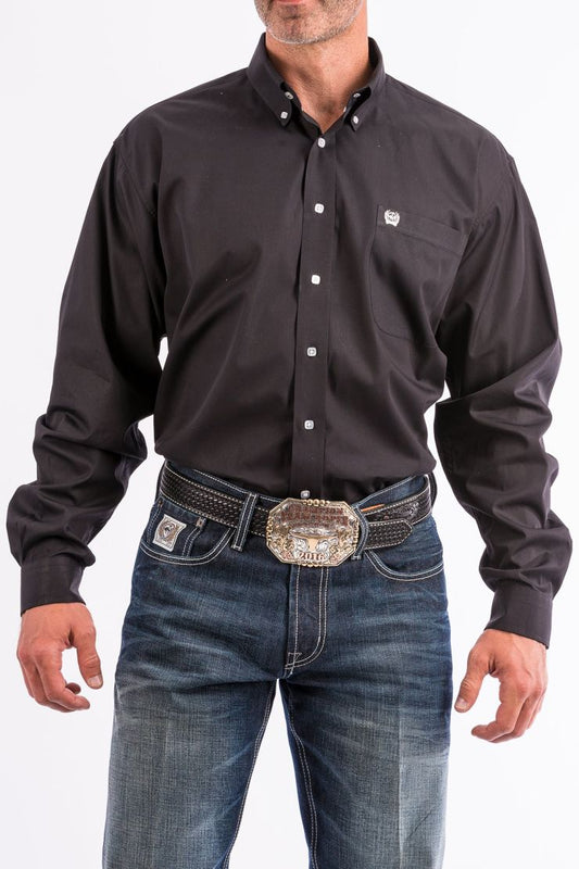 Cinch Men’s Long Sleeve Solid Black Shirt